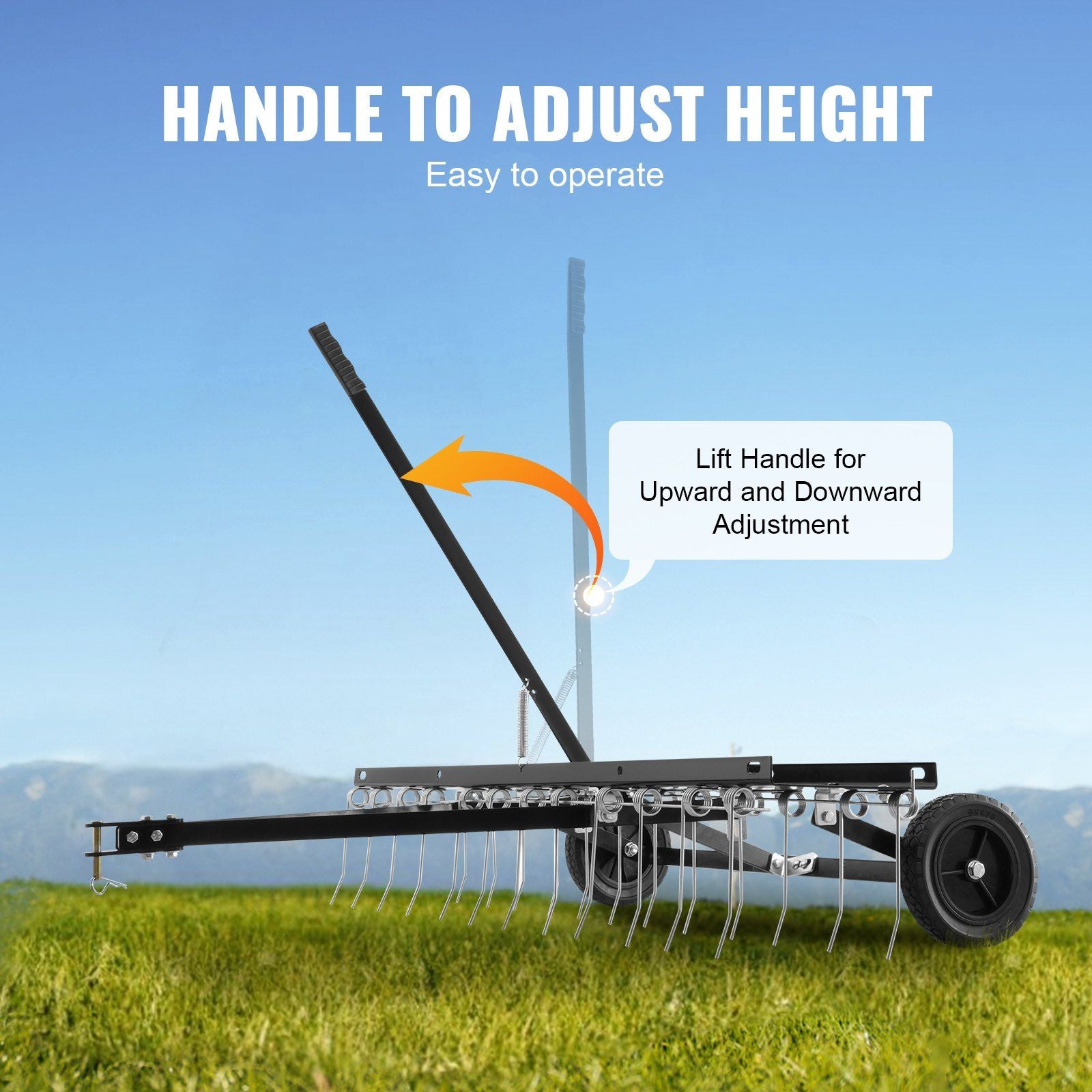 Tow Behind Dethatcher, 1219mm Tow Dethatcher with 24 Spring Steel Tines, Lawn Dethatcher Rake for ATV or V952-QXSCJ48QYGLJ9DV44V0