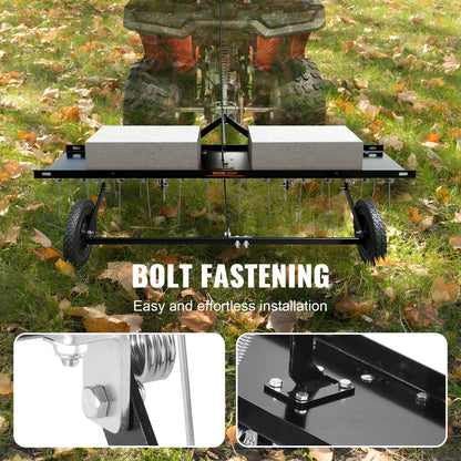 Tow Behind Dethatcher, 1219mm Tow Dethatcher with 24 Spring Steel Tines, Lawn Dethatcher Rake for ATV or V952-QXSCJ48QYGLJ9DV44V0