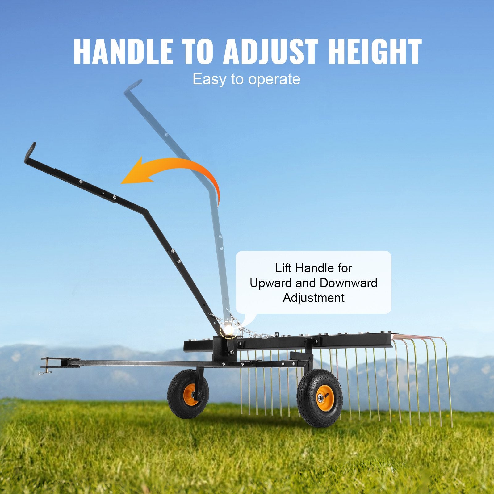Tow Behind Dethatcher, 1.5m Tow Dethatcher with 24 Steel Tines, Lawn Dethatcher Rake for ATV or Mower, Tow V952-QXSCJ60QYGLJUL9E5V0