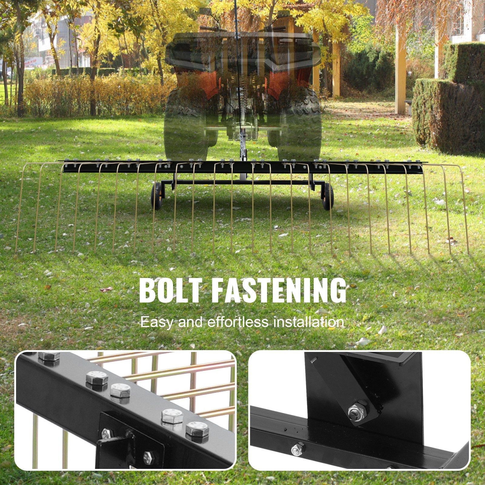 Tow Behind Dethatcher, 1.5m Tow Dethatcher with 24 Steel Tines, Lawn Dethatcher Rake for ATV or Mower, Tow V952-QXSCJ60QYGLJUL9E5V0
