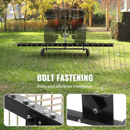 Tow Behind Dethatcher, 1.5m Tow Dethatcher with 24 Steel Tines, Lawn Dethatcher Rake for ATV or Mower, Tow V952-QXSCJ60QYGLJUL9E5V0