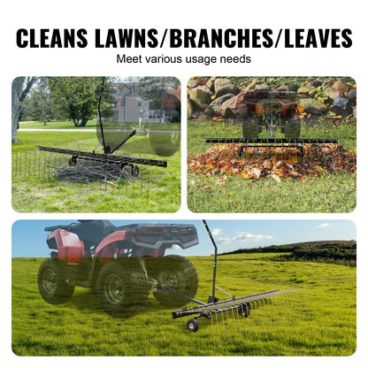 Tow Behind Dethatcher, 1.5m Tow Dethatcher with 24 Steel Tines, Lawn Dethatcher Rake for ATV or Mower, Tow V952-QXSCJ60QYGLJUL9E5V0