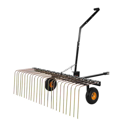 Tow Behind Dethatcher, 1.5m Tow Dethatcher with 24 Steel Tines, Lawn Dethatcher Rake for ATV or Mower, Tow V952-QXSCJ60QYGLJUL9E5V0