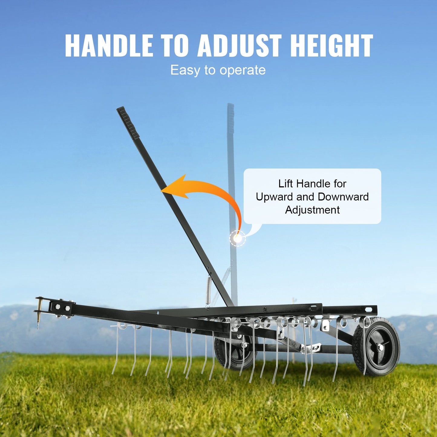 Tow Behind Dethatcher, 1015mm Tow Dethatcher with 20 Spring Steel Tines, Lawn Dethatcher Rake for ATV or V952-QXSCJDHC40QYY2E4BV0