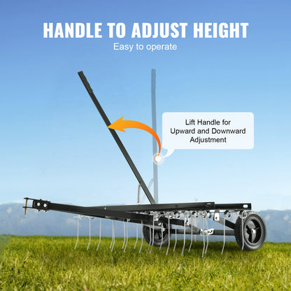 Tow Behind Dethatcher, 1015mm Tow Dethatcher with 20 Spring Steel Tines, Lawn Dethatcher Rake for ATV or V952-QXSCJDHC40QYY2E4BV0