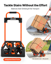 Stair Climbing Cart, 54 kg Stair-Climbing Capacity, Portable Folding Trolley Cart with Telescoping Handle, 6 V952-QXTCSPLCHJG23BKCT001V0