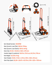 Stair Climbing Cart, 54 kg Stair-Climbing Capacity, Portable Folding Trolley Cart with Telescoping Handle, 6 V952-QXTCSPLCHJG23BKCT001V0