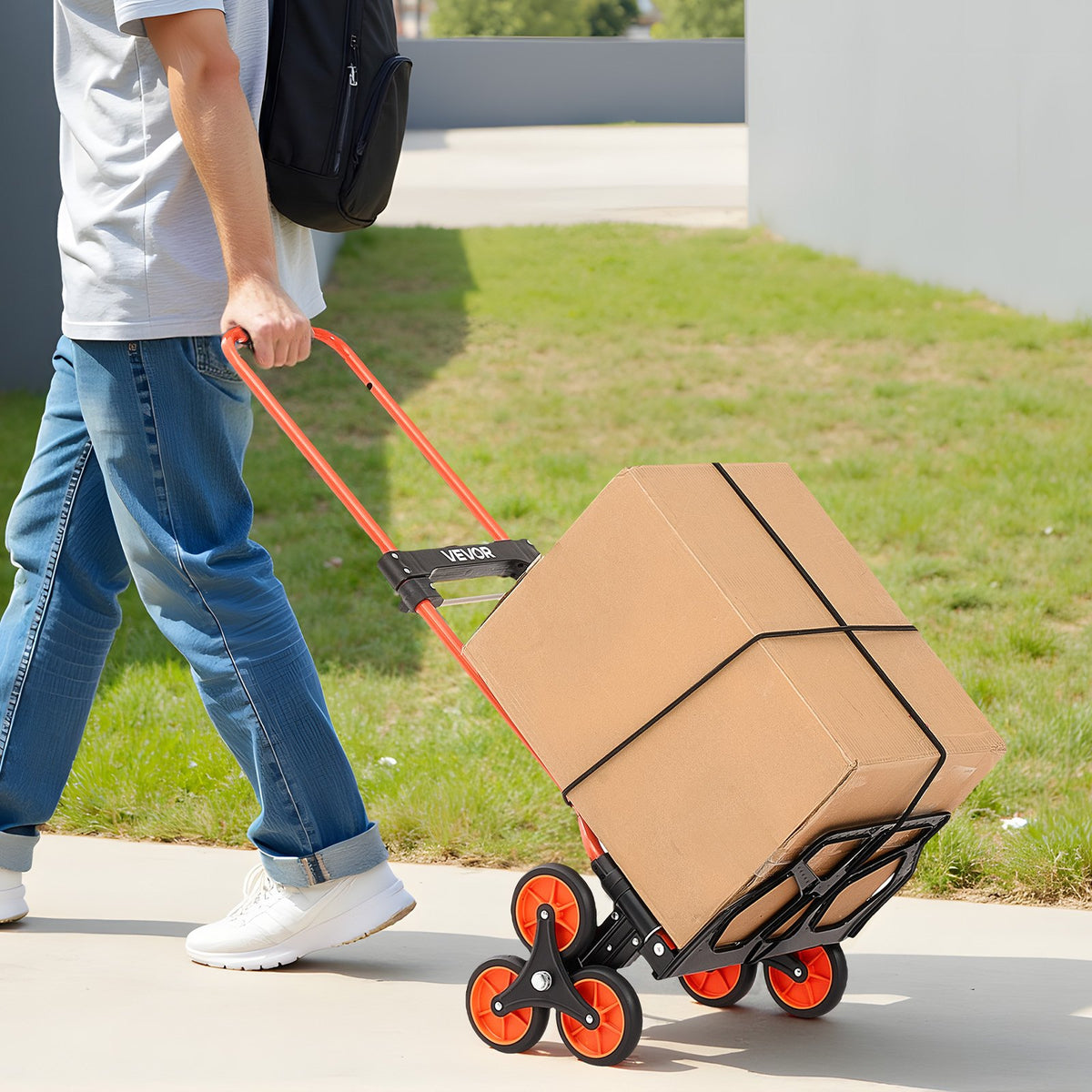 Stair Climbing Cart, 54 kg Stair-Climbing Capacity, Portable Folding Trolley Cart with Telescoping Handle, 6 V952-QXTCSPLCHJG23BKCT001V0