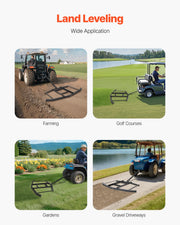 Drag Harrow, 66" Width Tow Behind Drag Harrow, Q235 Steel Driveway Grader with Adjustable Bars & Pin Hitch, V952-QYP66INCHESQIYRIOV0