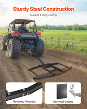 Drag Harrow, 74" Width Tow Behind Drag Harrow, Q235 Steel Driveway Grader with Adjustable Bars & Pin Hitch, V952-QYP74INCHESQZ4JIFV0