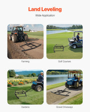 Drag Harrow, 74" Width Tow Behind Drag Harrow, Q235 Steel Driveway Grader with Adjustable Bars & Pin Hitch, V952-QYP74INCHESQZ4JIFV0