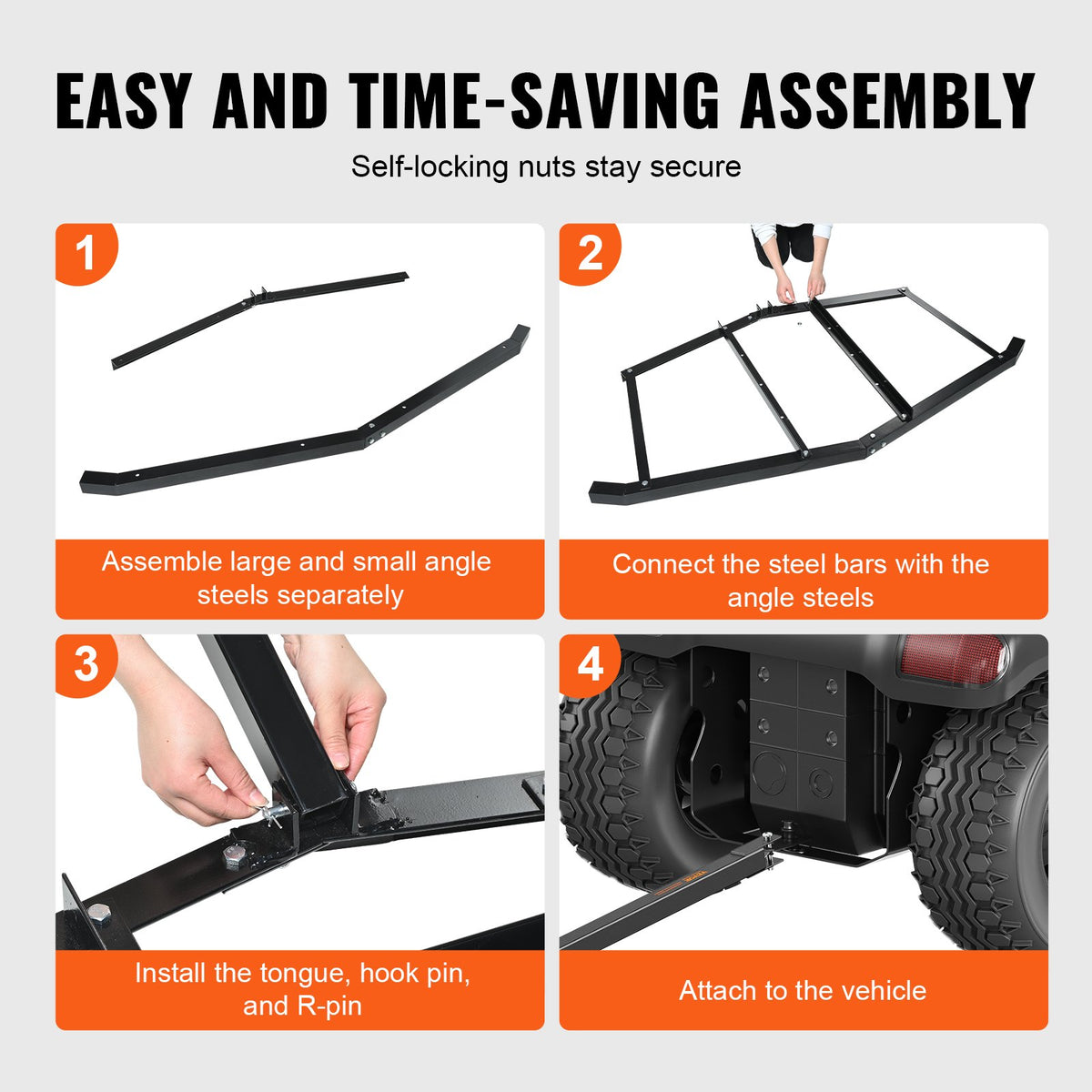 Driveway Drag, 76.57" Width Tow Behind Drag Harrow, Q235 Steel Driveway Grader with Adjustable Bars, Support V952-QYPQYP74INCH4BO1ZV0