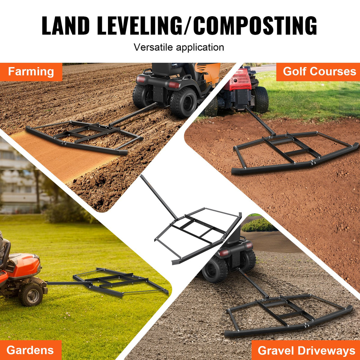 Driveway Drag, 76.57" Width Tow Behind Drag Harrow, Q235 Steel Driveway Grader with Adjustable Bars, Support V952-QYPQYP74INCH4BO1ZV0
