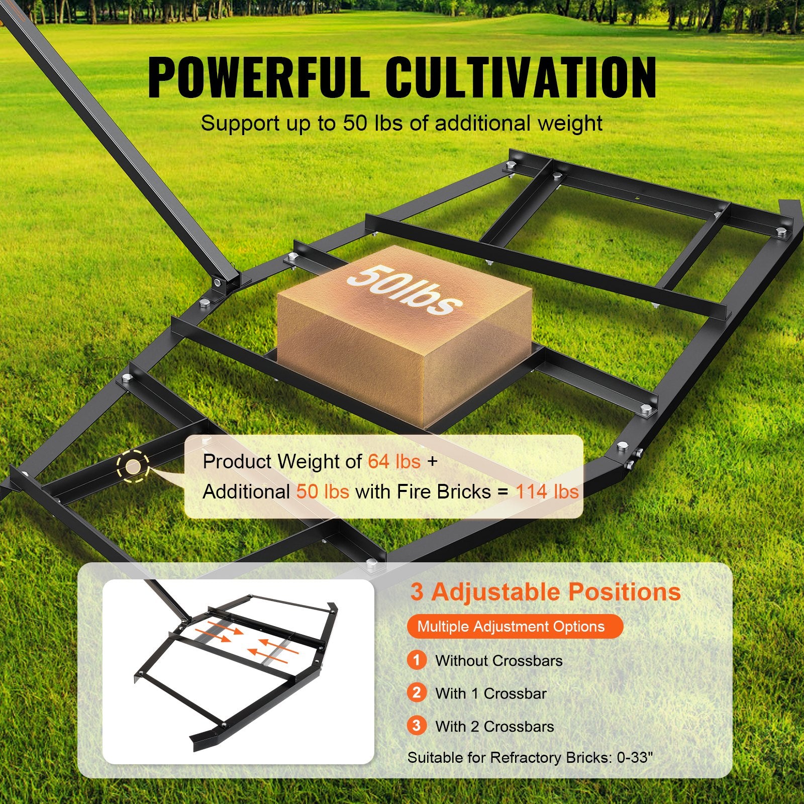 Driveway Drag, 84" Width Tow Behind Drag Harrow, Q235 Steel Driveway Grader with Adjustable Bars, Support up V952-QYPQYP84INCHPS1WAV0