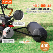 Tow Behind Lawn Roller, 400lbs Sand/Water Filled Yard Roller, LLDPE Drum and Steel Frame Sod Roller with V952-QYSCPGL400B353QE4V0