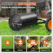 Tow Behind Lawn Roller, 400lbs Sand/Water Filled Yard Roller, LLDPE Drum and Steel Frame Sod Roller with V952-QYSCPGL400B353QE4V0