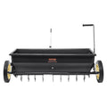 Broadcast Spreader, 100 LB Tow Behind Poly Drop Spreader with 10" Wheels, Steel Spike Aerator, Fertilizer V952-QYSSBJ100LBSBIQCOV0