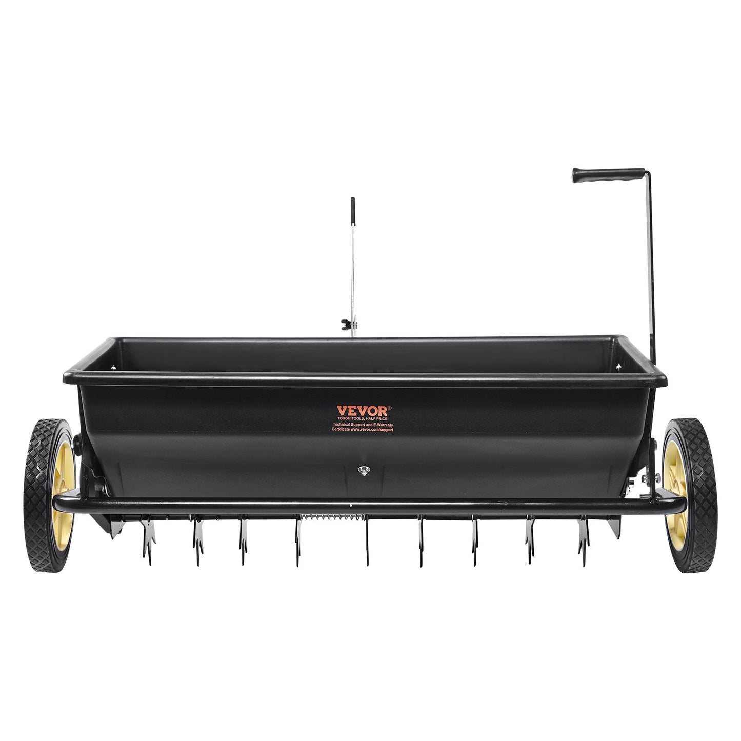 Broadcast Spreader, 100 LB Tow Behind Poly Drop Spreader with 10" Wheels, Steel Spike Aerator, Fertilizer V952-QYSSBJ100LBSBIQCOV0