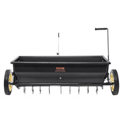 Broadcast Spreader, 100 LB Tow Behind Poly Drop Spreader with 10" Wheels, Steel Spike Aerator, Fertilizer V952-QYSSBJ100LBSBIQCOV0
