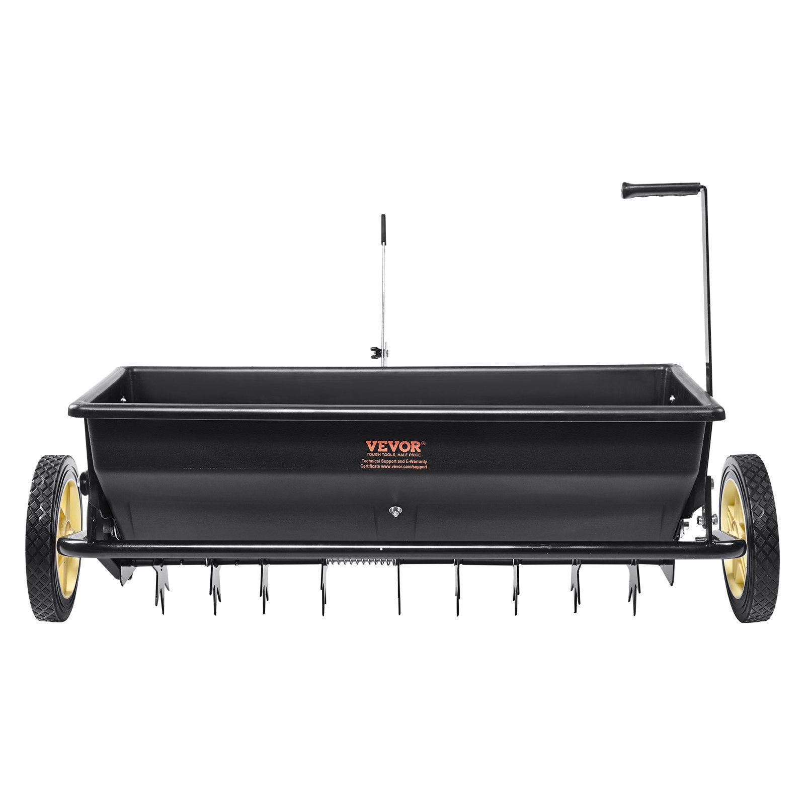Broadcast Spreader, 100 LB Tow Behind Poly Drop Spreader with 10" Wheels, Steel Spike Aerator, Fertilizer V952-QYSSBJ100LBSBIQCOV0