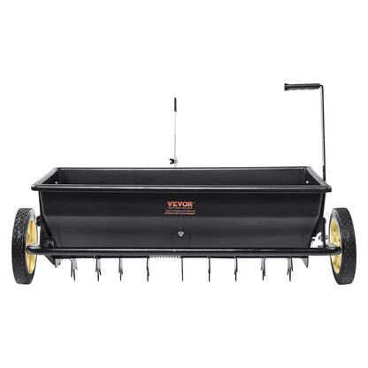 Broadcast Spreader, 100 LB Tow Behind Poly Drop Spreader with 10" Wheels, Steel Spike Aerator, Fertilizer V952-QYSSBJ100LBSBIQCOV0