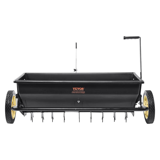 Broadcast Spreader, 100 LB Tow Behind Poly Drop Spreader with 10" Wheels, Steel Spike Aerator, Fertilizer V952-QYSSBJ100LBSBIQCOV0