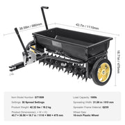 Broadcast Spreader, 100 LB Tow Behind Poly Drop Spreader with 10" Wheels, Steel Spike Aerator, Fertilizer V952-QYSSBJ100LBSBIQCOV0