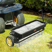 Broadcast Spreader, 100 LB Tow Behind Poly Drop Spreader with 10" Wheels, Steel Spike Aerator, Fertilizer V952-QYSSBJ100LBSBIQCOV0
