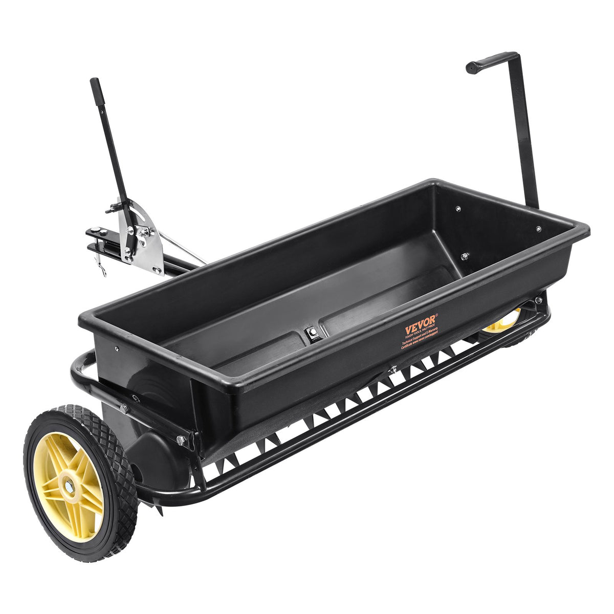 Broadcast Spreader, 100 LB Tow Behind Poly Drop Spreader with 10" Wheels, Steel Spike Aerator, Fertilizer V952-QYSSBJ100LBSBIQCOV0