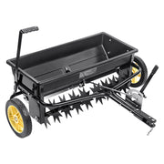 Broadcast Spreader, 100 LB Tow Behind Poly Drop Spreader with 10" Wheels, Steel Spike Aerator, Fertilizer V952-QYSSBJ100LBSBIQCOV0