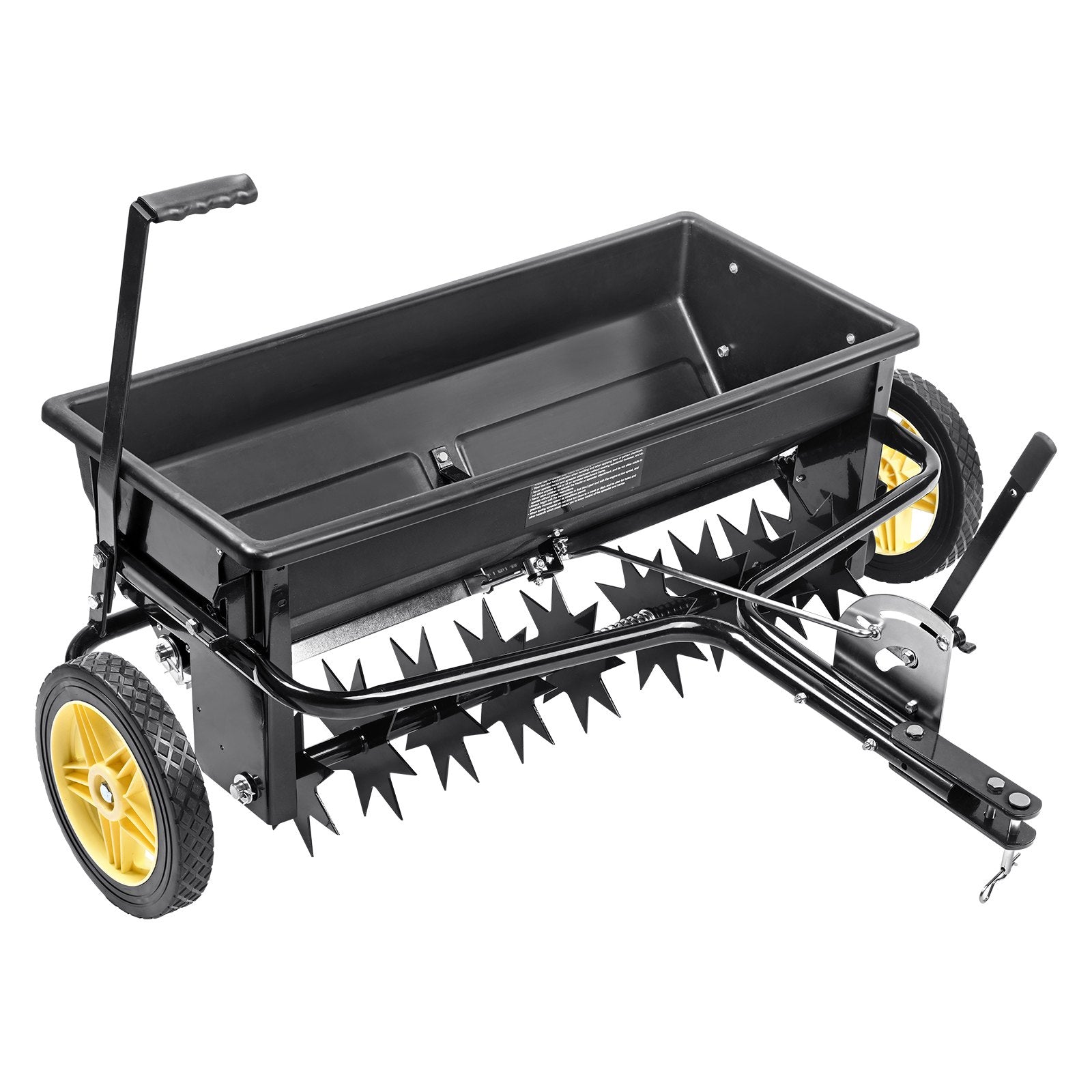 Broadcast Spreader, 100 LB Tow Behind Poly Drop Spreader with 10" Wheels, Steel Spike Aerator, Fertilizer V952-QYSSBJ100LBSBIQCOV0