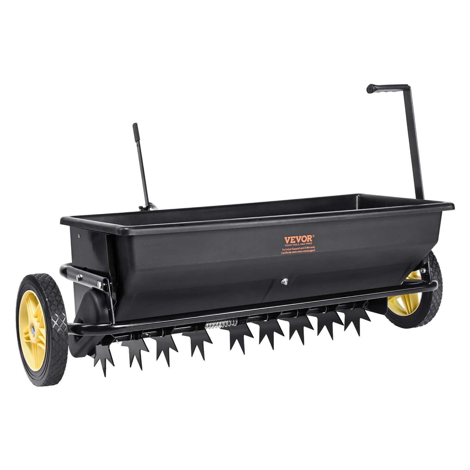 Broadcast Spreader, 100 LB Tow Behind Poly Drop Spreader with 10" Wheels, Steel Spike Aerator, Fertilizer V952-QYSSBJ100LBSBIQCOV0