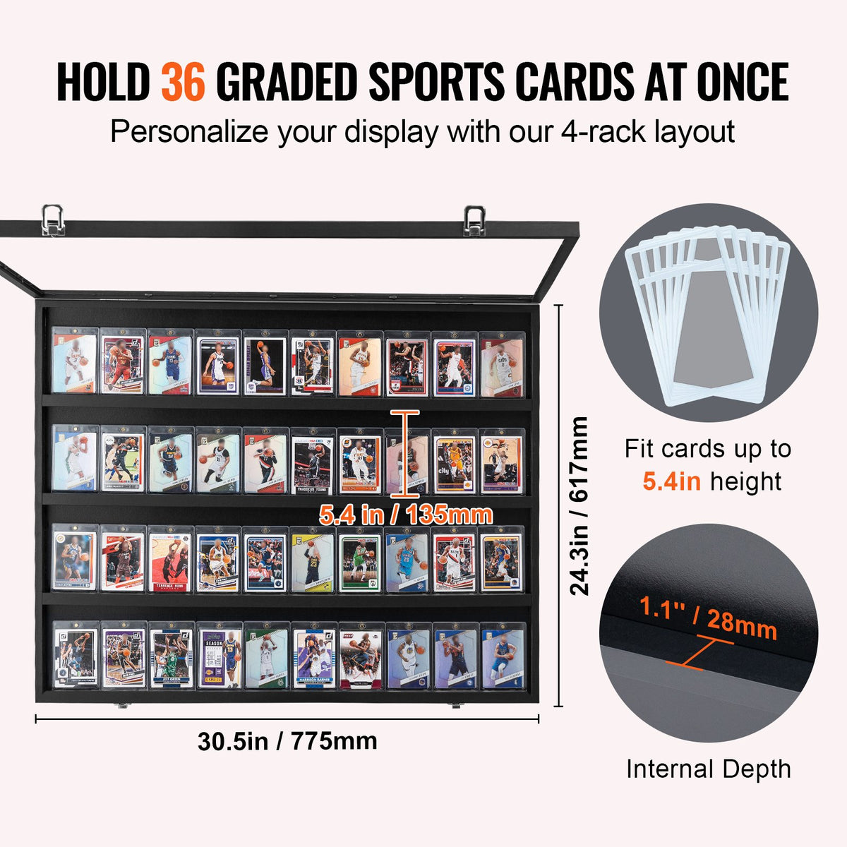 36 Graded Sports Card Display Case, 775 x 617 x 55 mm, Baseball Card Display Frame with 98% UV Protection V952-QYZSKJHX2433JF9USV0