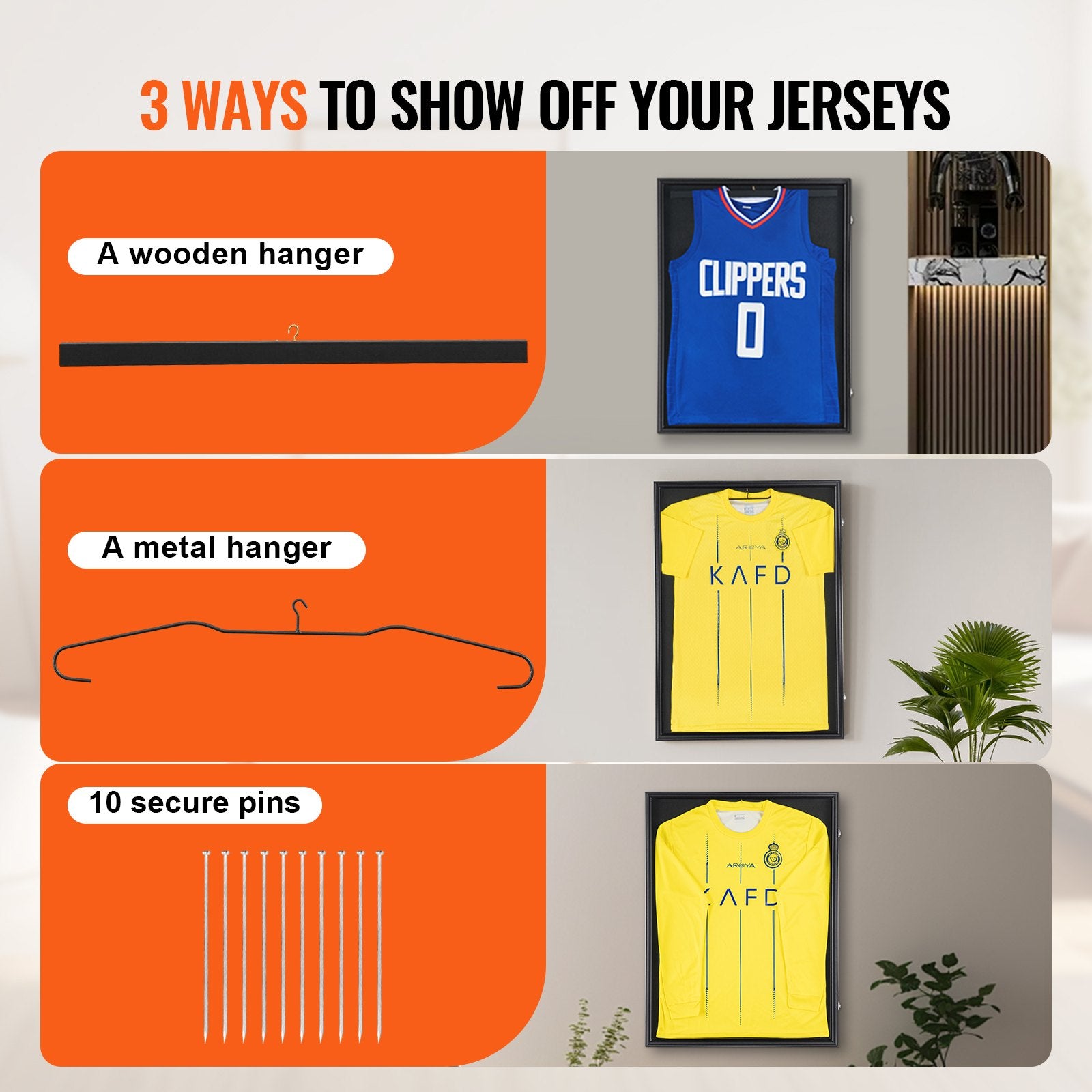Jersey Display Frame Case, 590 x 790 x 40 mm, Large Lockable Sport Jersey Shadow Box with 98% UV Protection V952-QYZSKJZX233356UORV0