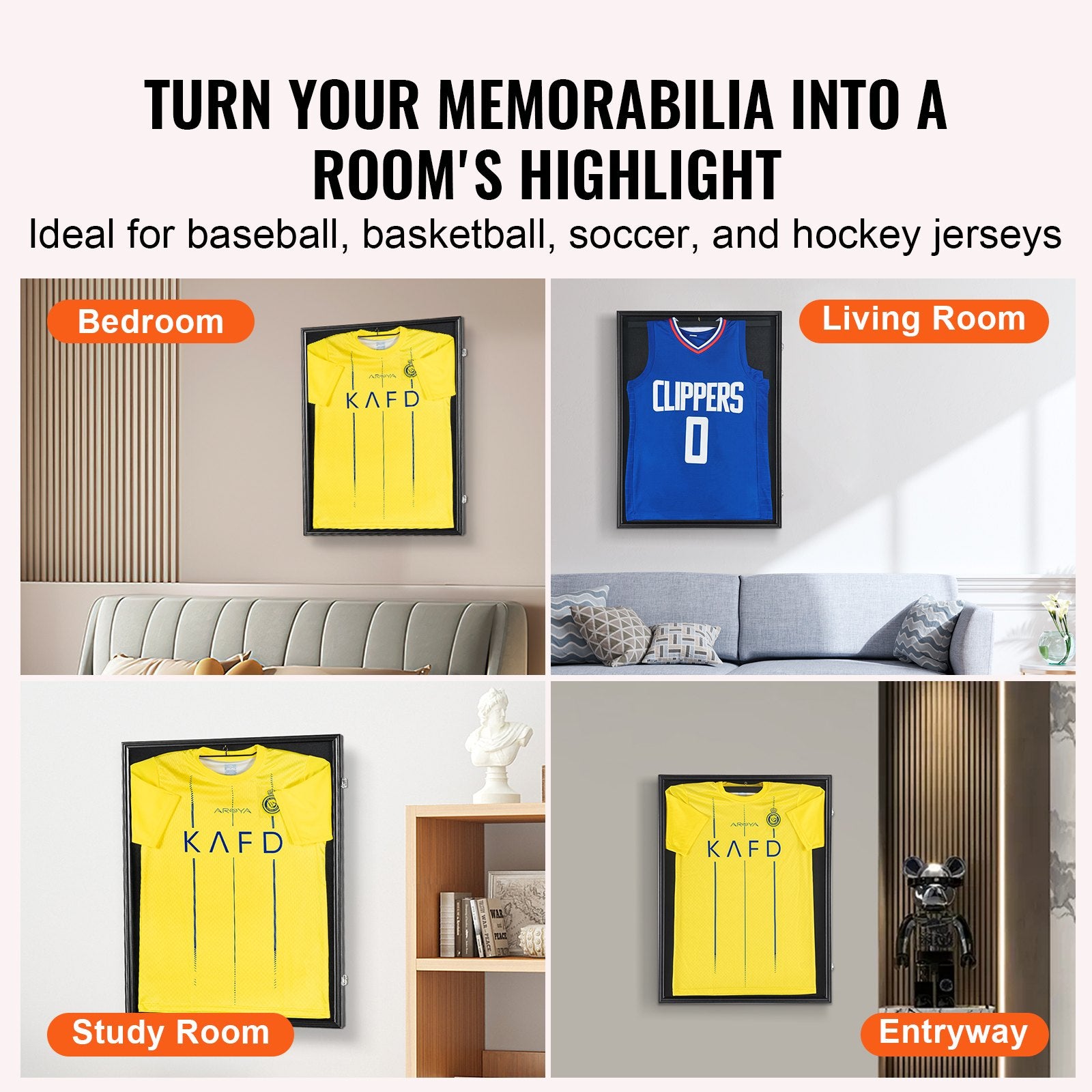 Jersey Display Frame Case, 590 x 790 x 40 mm, Large Lockable Sport Jersey Shadow Box with 98% UV Protection V952-QYZSKJZX233356UORV0