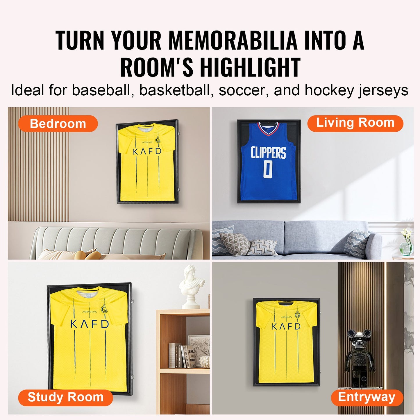 Jersey Display Frame Case, 610 x 812 x 40 mm, Large Lockable Sport Jersey Shadow Box with 98% UV Protection V952-QYZSKJZX243221LDLV0