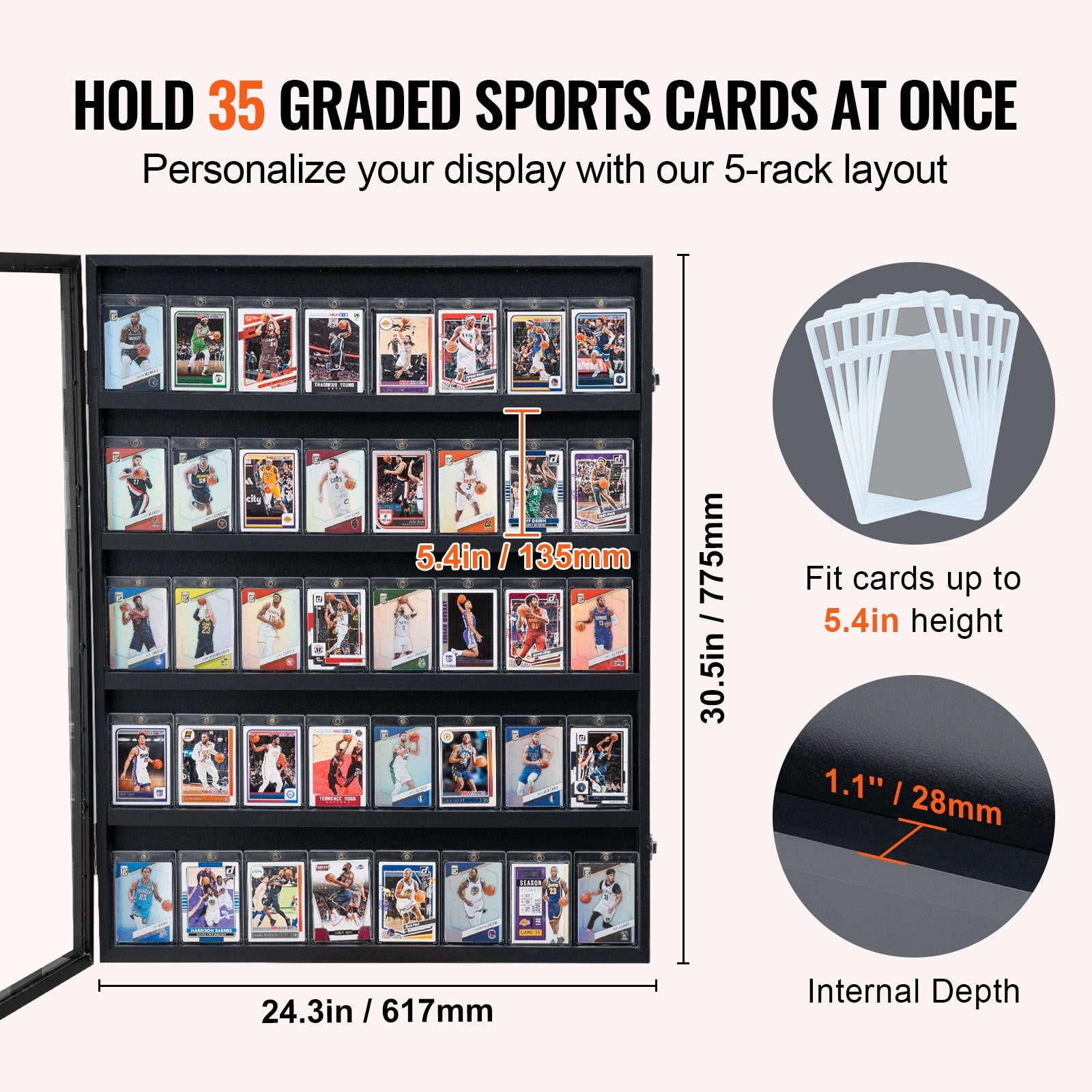 35 Graded Sports Card Display Case, 617 x 775 x 55 mm, Baseball Card Display Frame with 98% UV Protection V952-QYZSKJZX24338KR8ZV0