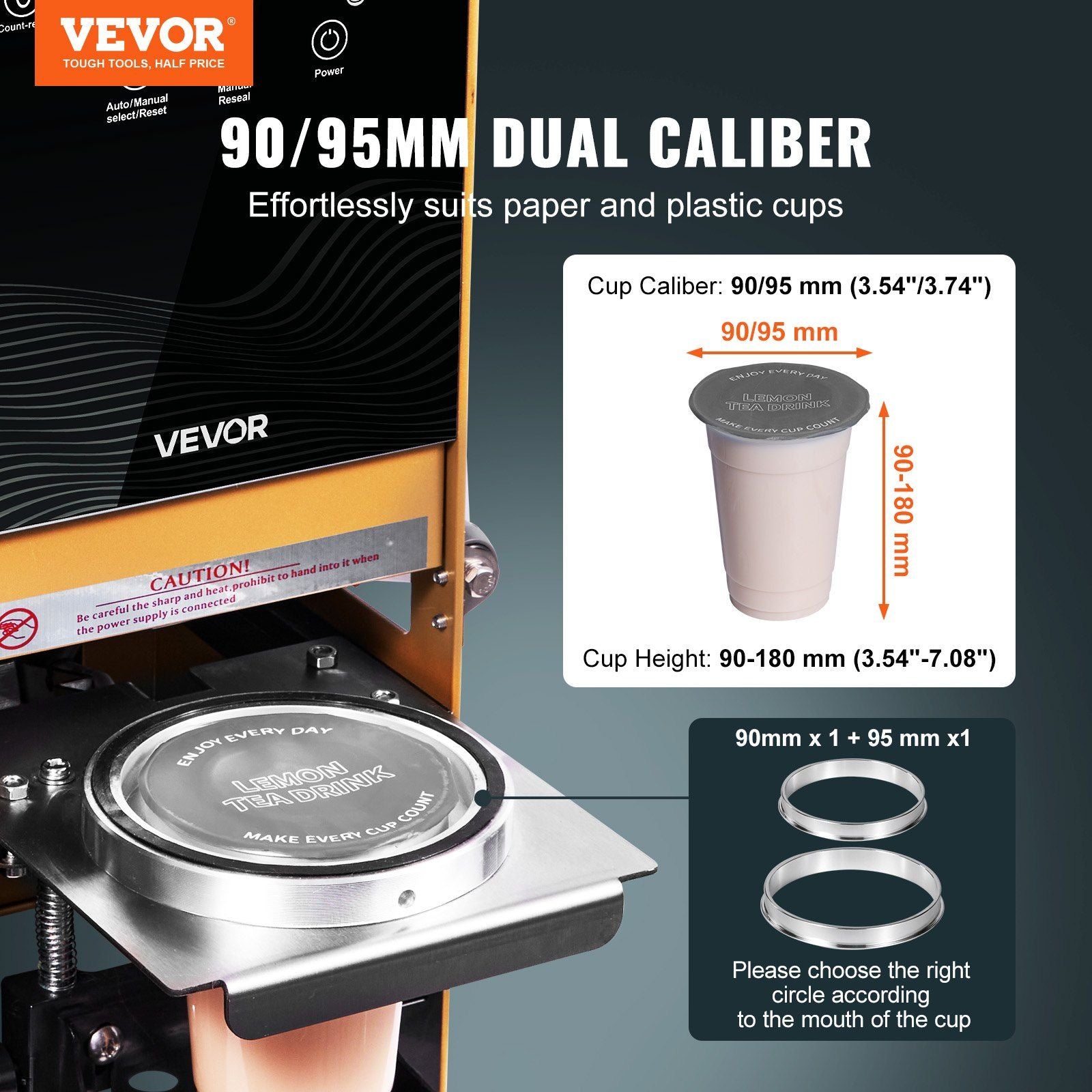 Fully Automatic Cup Sealing Machine, 500-650 Cups/H, Cup Sealer Machine for 180 mm Tall & 90/95 mm Cup, V952-QZDNCFKJJQZDF84BO001V3