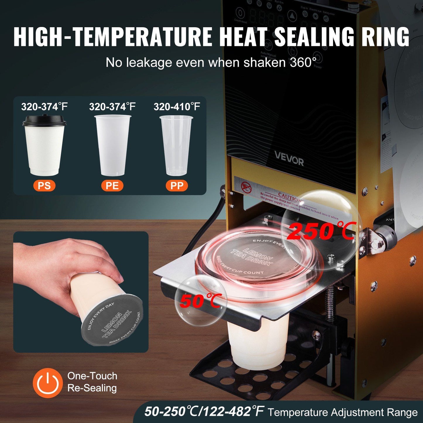 Fully Automatic Cup Sealing Machine, 500-650 Cups/H, Cup Sealer Machine for 180 mm Tall & 90/95 mm Cup, V952-QZDNCFKJJQZDF84BO001V3