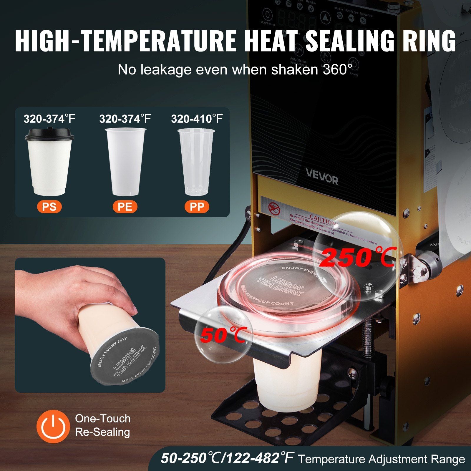 Fully Automatic Cup Sealing Machine, 500-650 Cups/H, Cup Sealer Machine for 180 mm Tall & 90/95 mm Cup, V952-QZDNCFKJJQZDF84BO001V3