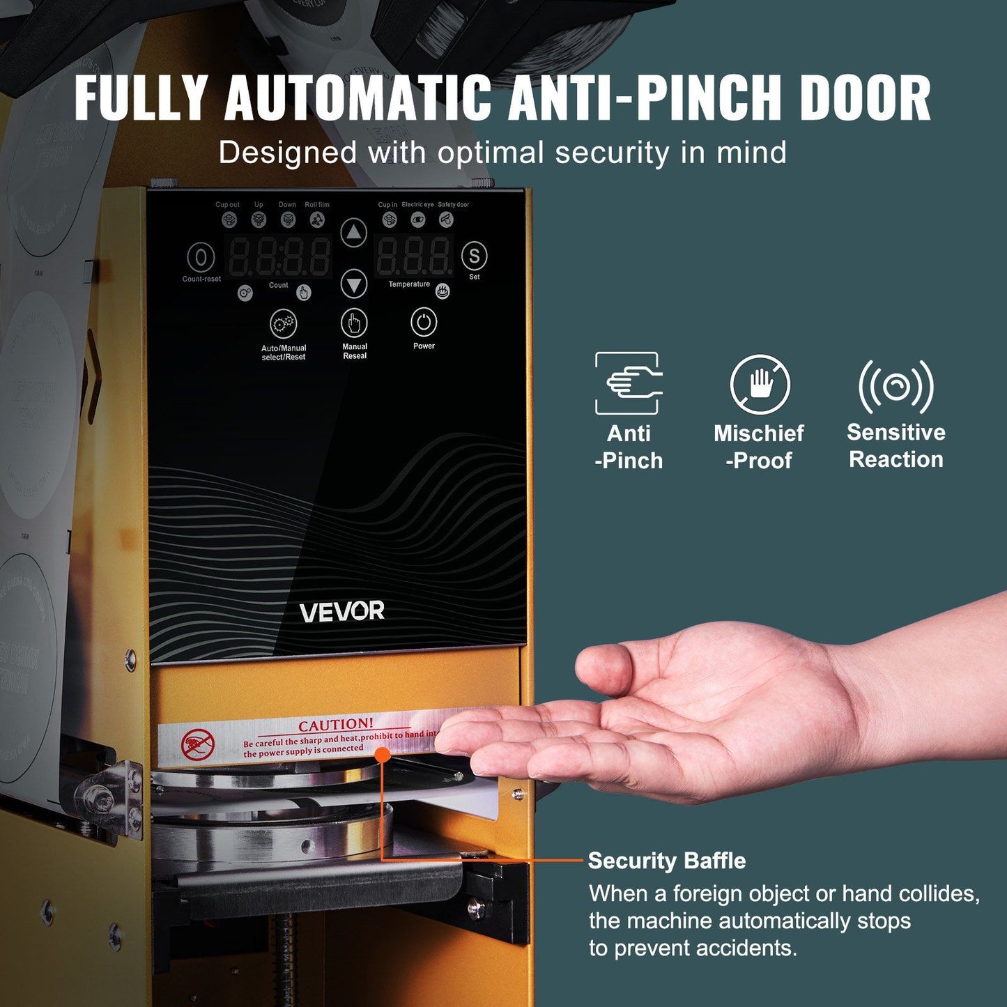 Fully Automatic Cup Sealing Machine, 500-650 Cups/H, Cup Sealer Machine for 180 mm Tall & 90/95 mm Cup, V952-QZDNCFKJJQZDF84BO001V3