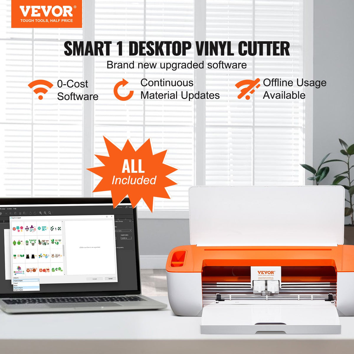 Vinyl Cutter Machine, Bluetooth Connectivity DIY Cutting Machine, Compatible with iOS, Android, Windows and V952-QZDTSKZJLYKZDNA00V3