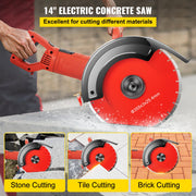 Electric Concrete Saw, 14" Concrete Cutter, 1800W Concrete Saw, Electric Circular Saw with 14" Blade and V952-QZJDD14SGJAC00001V3