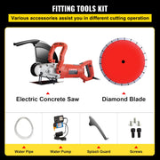 Electric Concrete Saw, 14" Concrete Cutter, 1800W Concrete Saw, Electric Circular Saw with 14" Blade and V952-QZJDD14SGJAC00001V3