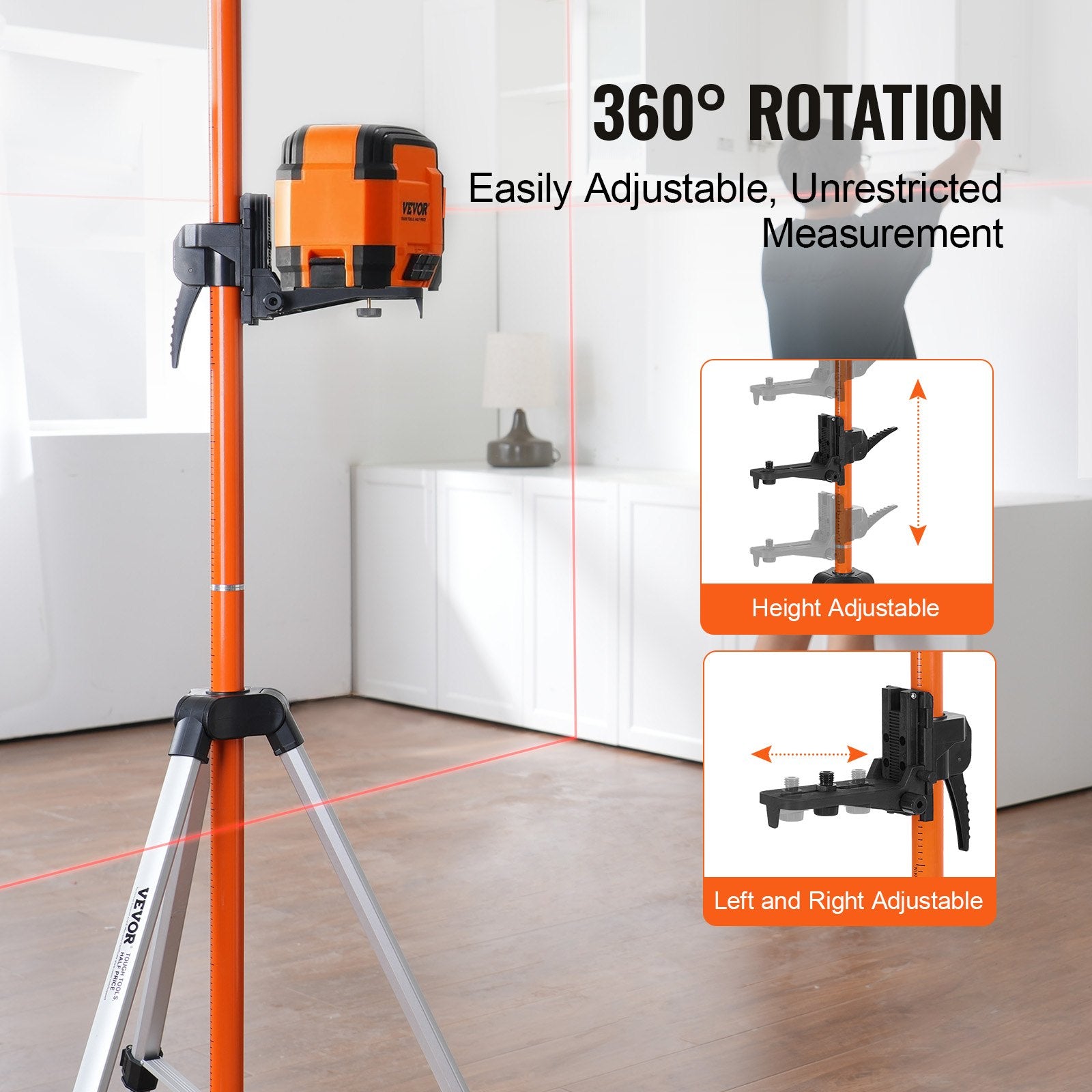 Laser Level Tripod, 1/4"-20 & 5/8"-11 Thread Mount, 40.94-133.85 inch Height Adjustment with Level Bubble & V952-QZSJJTJYZGS0NVYUIV0