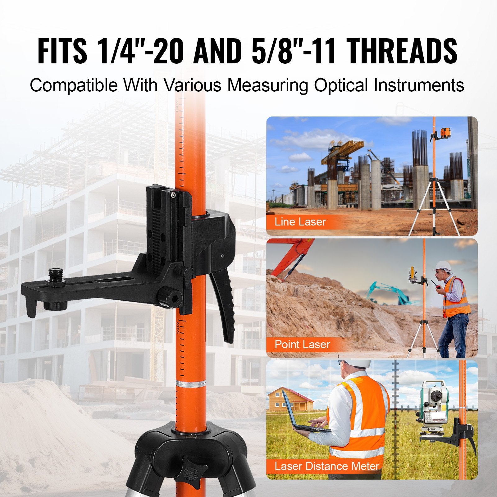 Laser Level Tripod, 1/4"-20 & 5/8"-11 Thread Mount, 40.94-133.85 inch Height Adjustment with Level Bubble & V952-QZSJJTJYZGS0NVYUIV0