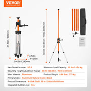 Laser Level Tripod, 1/4"-20 & 5/8"-11 Thread Mount, 40.94-133.85 inch Height Adjustment with Level Bubble & V952-QZSJJTJYZGS0NVYUIV0