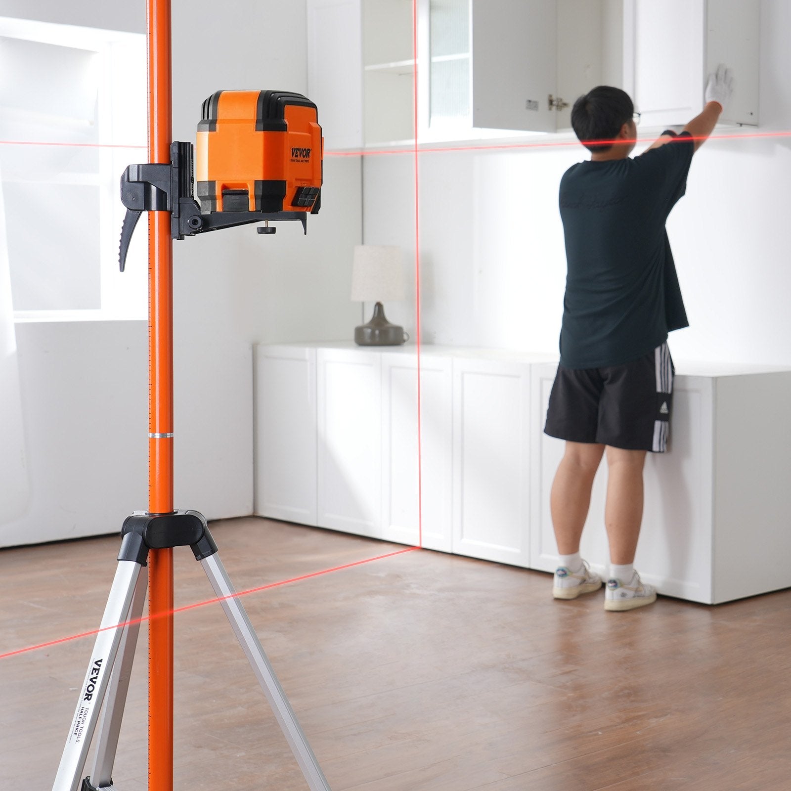 Laser Level Tripod, 1/4"-20 & 5/8"-11 Thread Mount, 40.94-133.85 inch Height Adjustment with Level Bubble & V952-QZSJJTJYZGS0NVYUIV0