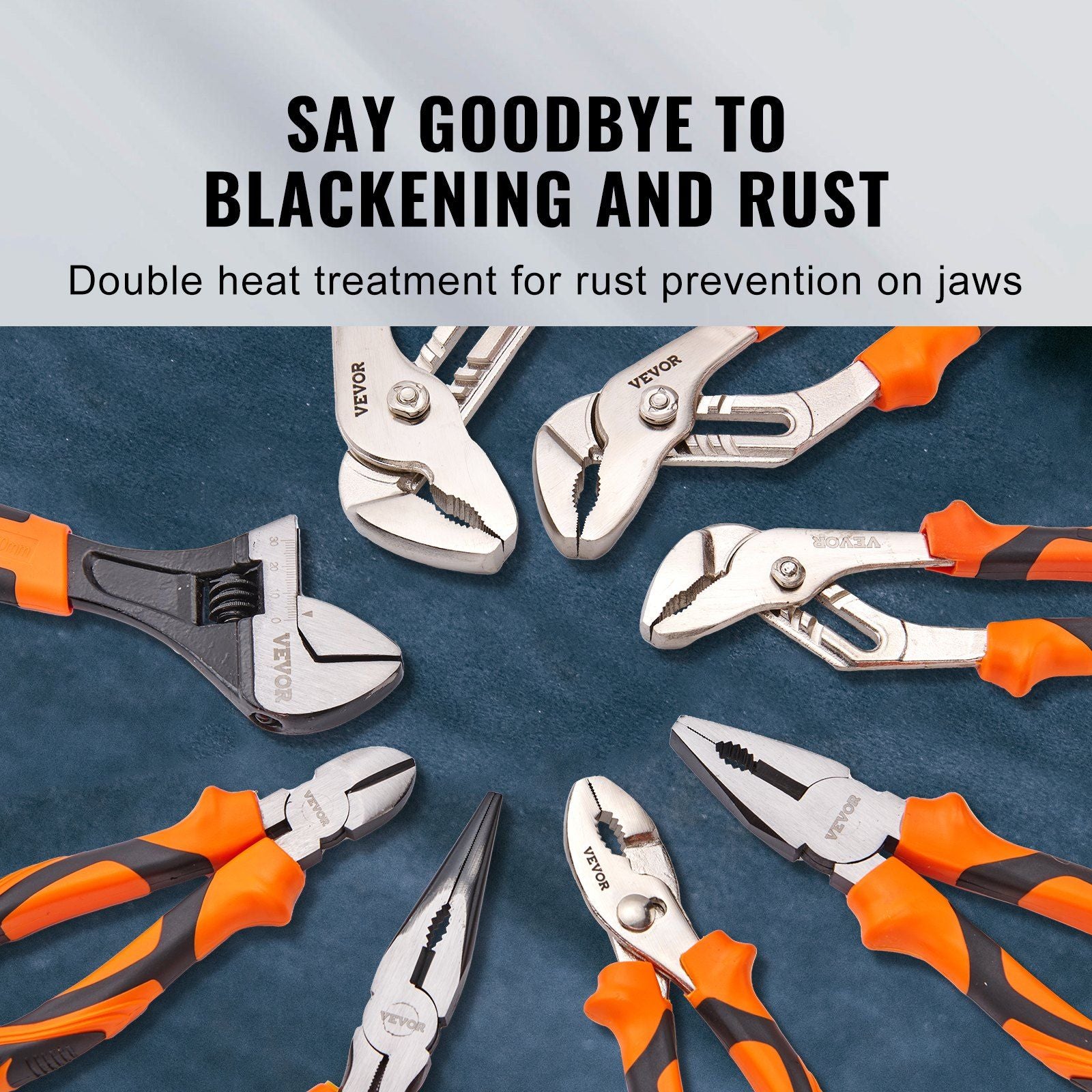 Pliers Set, 8-Piece, High Carbon Steel, 30.5cm/25.4cm/20.3cm Groove Joint Pliers, 20.3cm Linesman's Pliers, V952-QZZT612INCH86GK4UV0