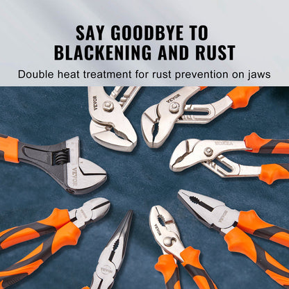 Pliers Set, 8-Piece, High Carbon Steel, 30.5cm/25.4cm/20.3cm Groove Joint Pliers, 20.3cm Linesman's Pliers, V952-QZZT612INCH86GK4UV0